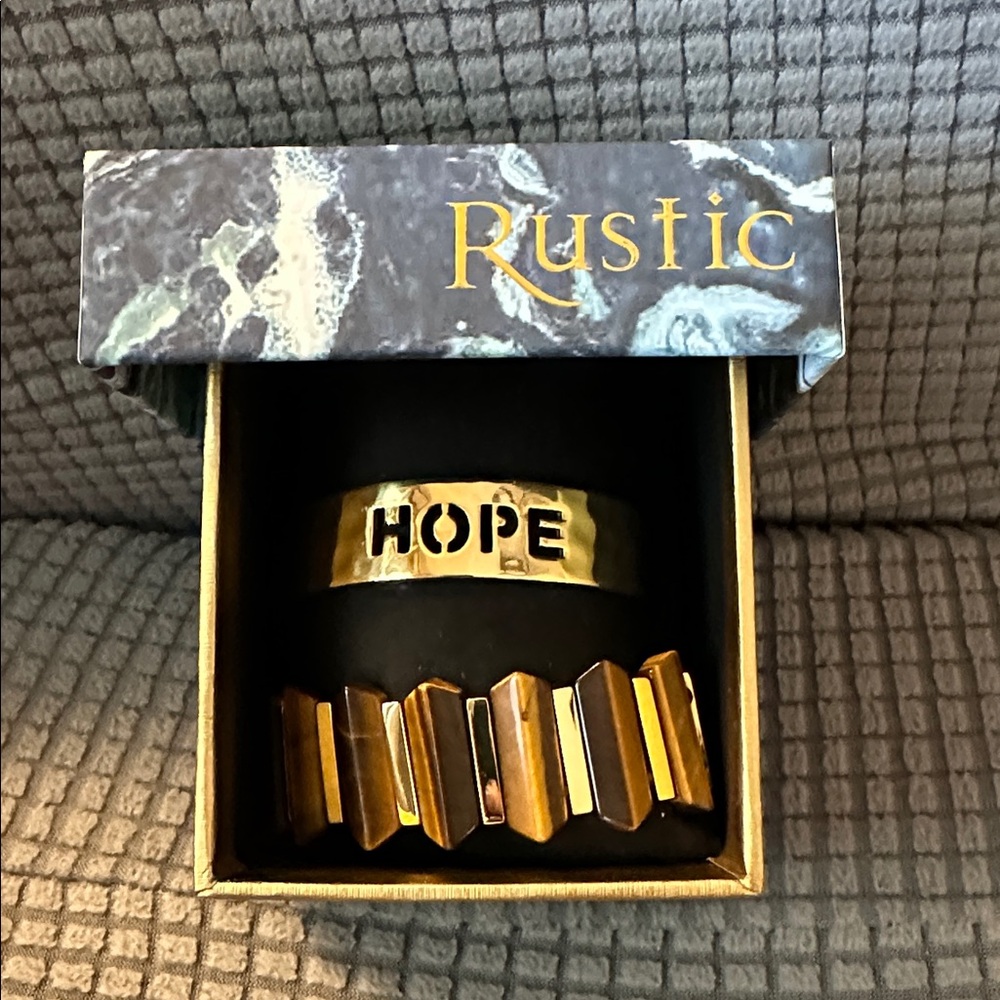 NWITGold Hope Bracelet Set Rustic Cuff